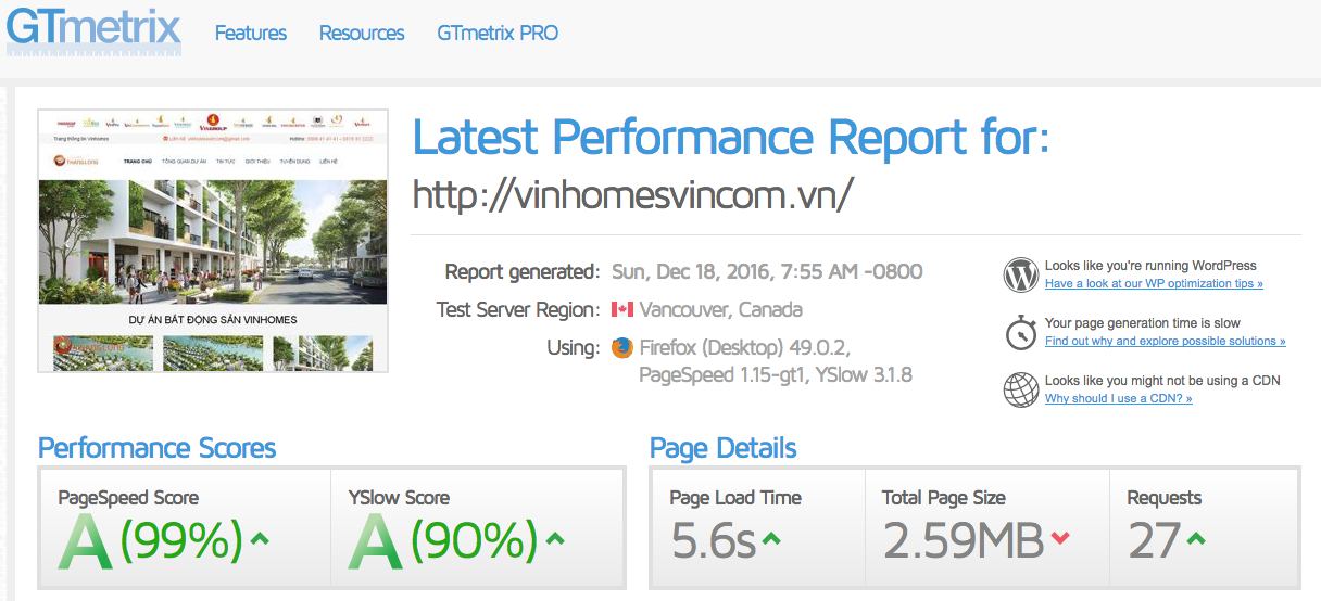 36 Cách tối ưu tốc độ Load trang WEB theo lời khuyên của Google Latest-Performance-Report-for-http-vinhomesvincom.vn-GTmetrix1