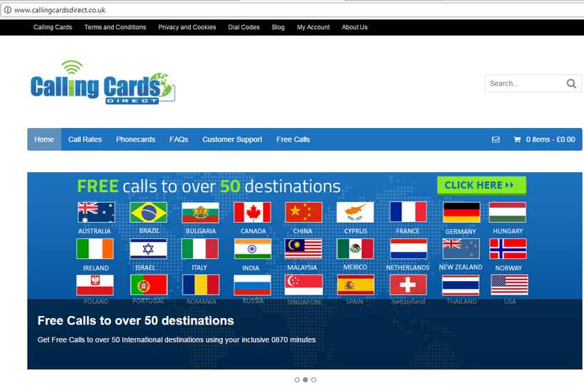 Callingcardsdirect.co.uk: Website bán Card điện thoại xuyên quốc gia trang-chu