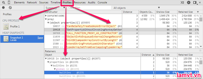 Chrome Developer Tools: Kỹ năng quan trọng cho Front-End Developer profiles_panel
