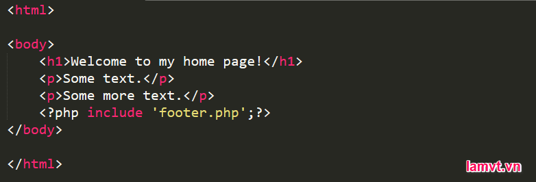 Làm thế nào để chèn một tập tin trong PHP? include-footer