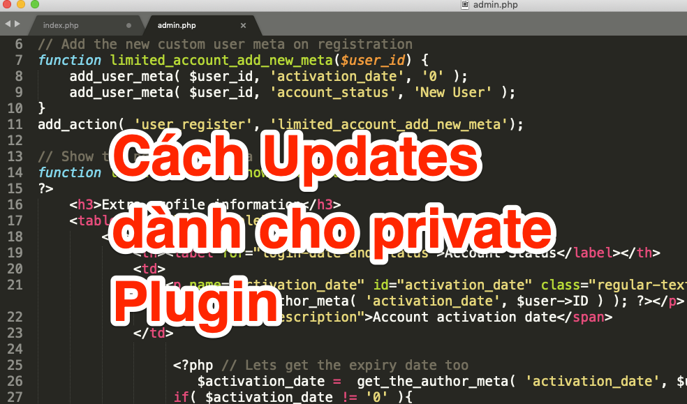 Cách Updates dành cho private Plugin admin_php