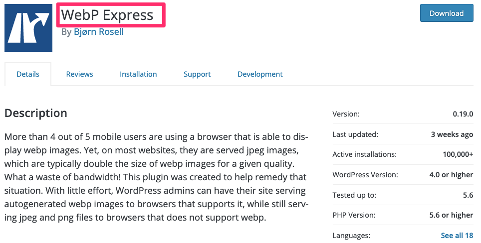 Cách tối ưu Google Lighthouse Core Web Vitals chi tiết cho WordPress 2021 WebP_Express–WordPress_plugin